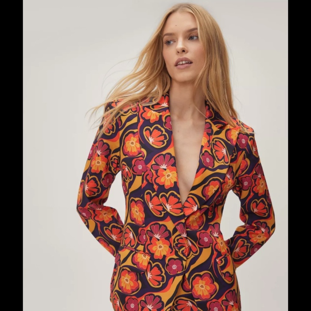 Nasty Gal Retro Print Blazer